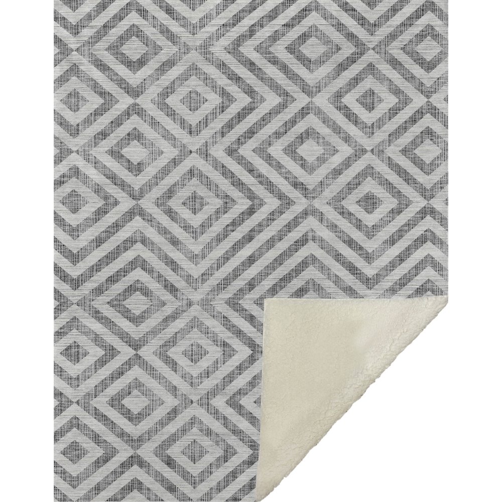 Premium Machine Washable ASB733 Gray 50" x 70" Sherpa Throw Blanket. Picture 1
