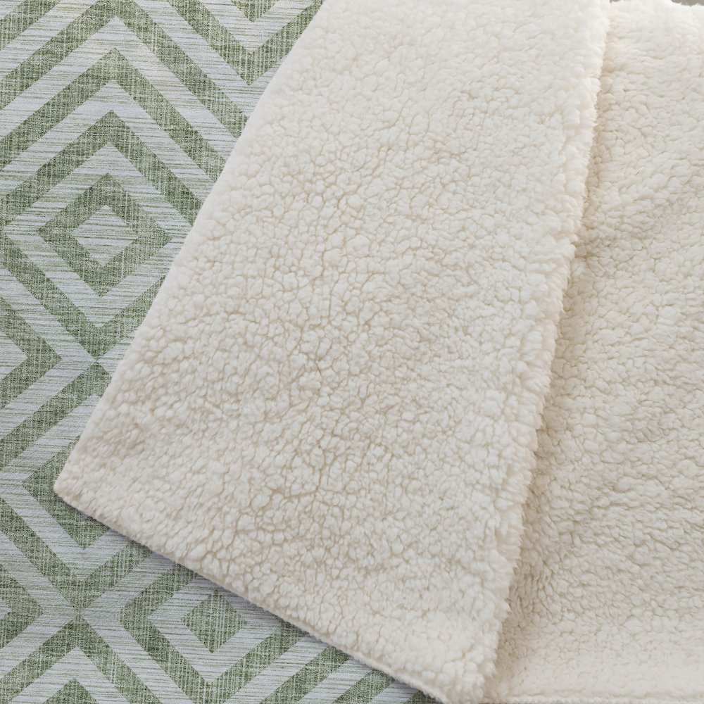 Premium Machine Washable ASB733 Green 50" x 70" Sherpa Throw Blanket. Picture 2