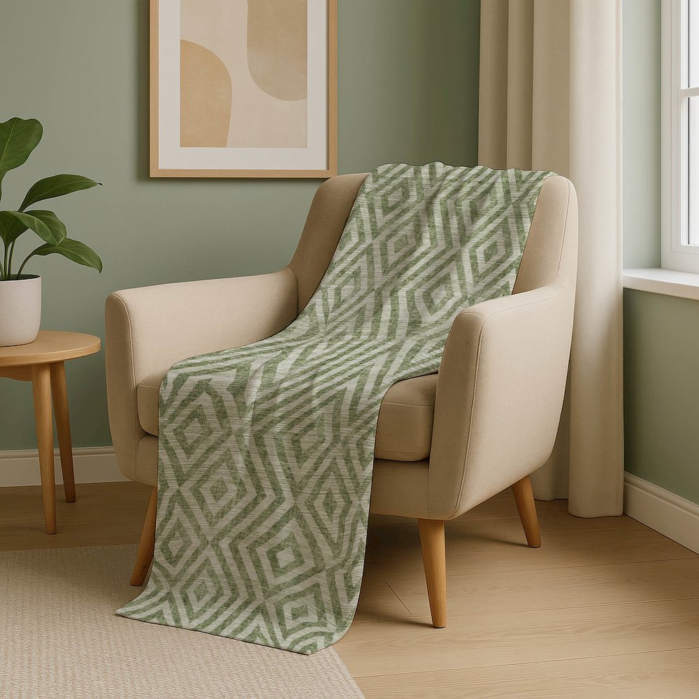 Premium Machine Washable ASB733 Green 50" x 70" Sherpa Throw Blanket. Picture 5
