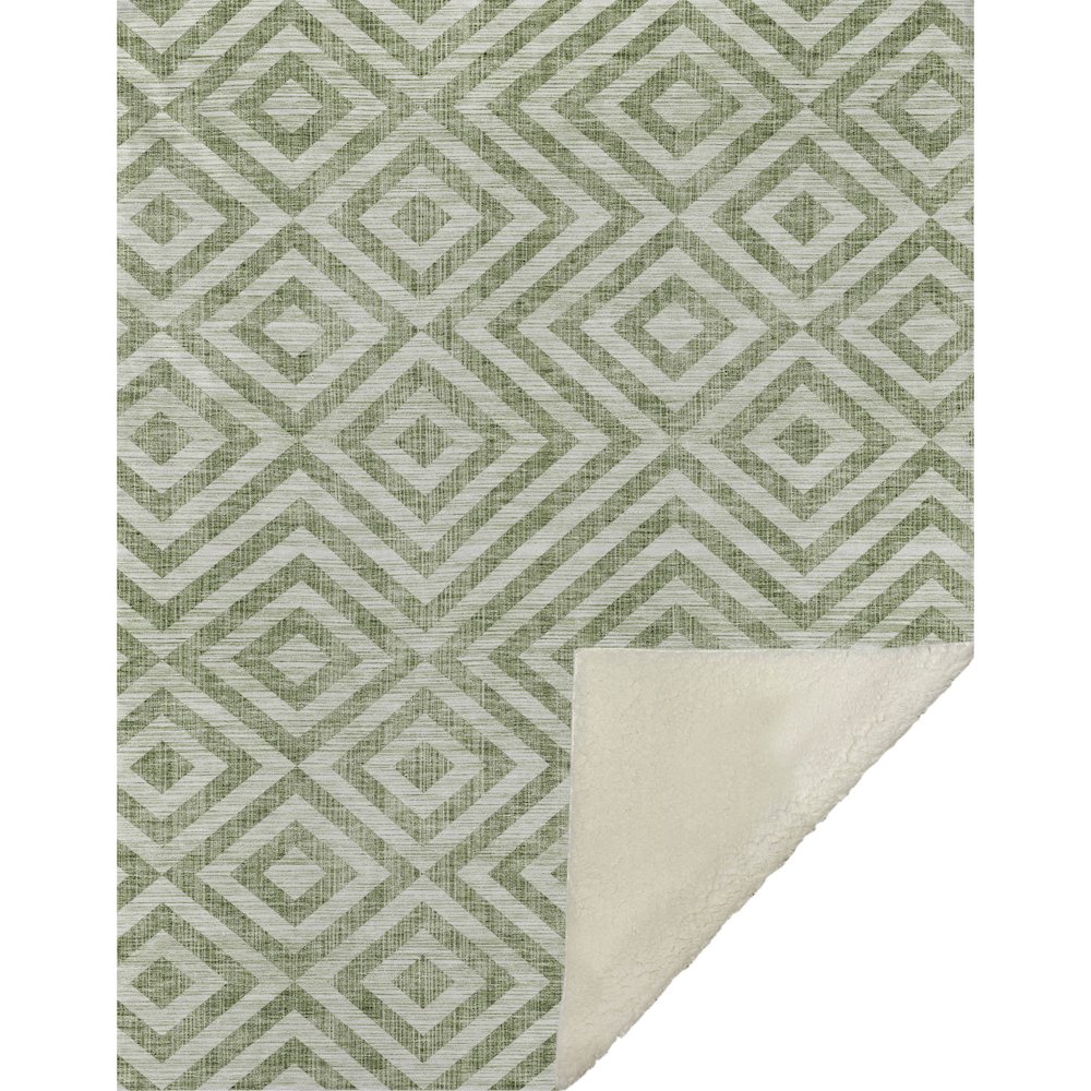 Premium Machine Washable ASB733 Green 50" x 70" Sherpa Throw Blanket. Picture 1