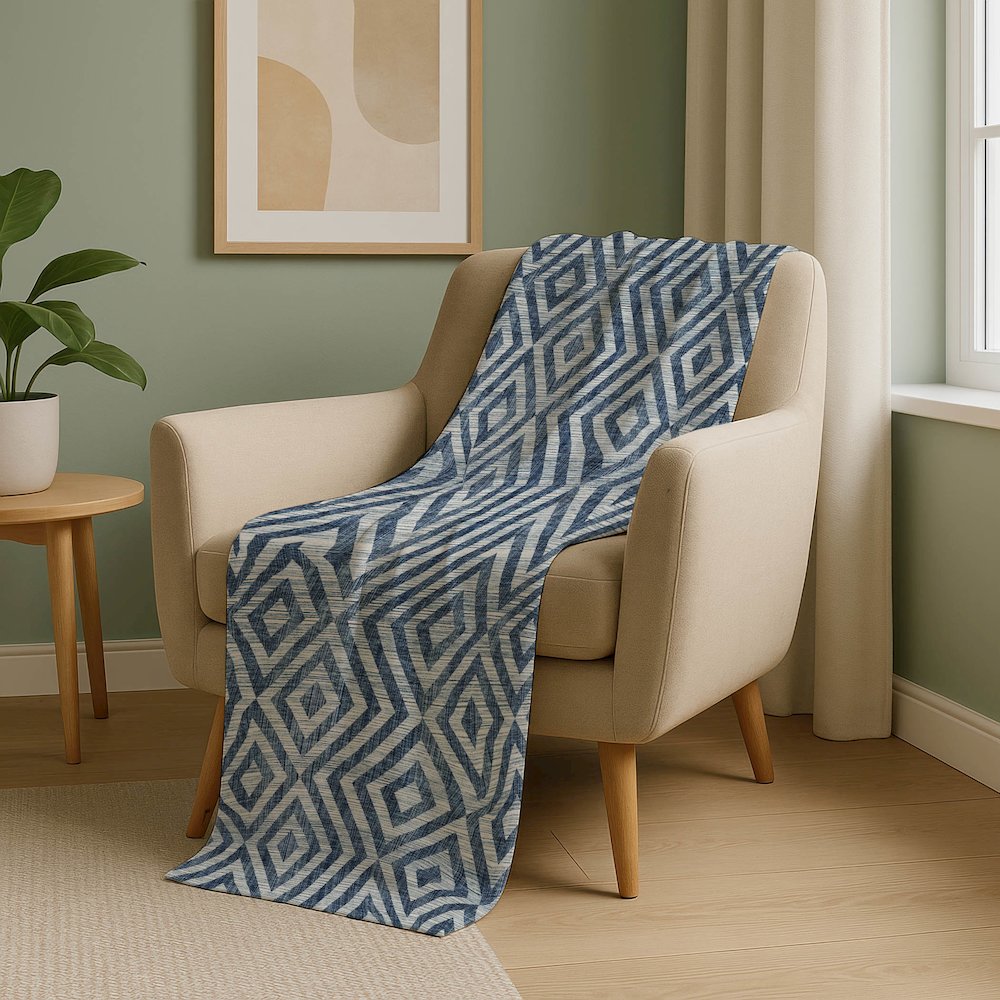 Premium Machine Washable ASB733 Navy 50" x 70" Sherpa Throw Blanket. Picture 5
