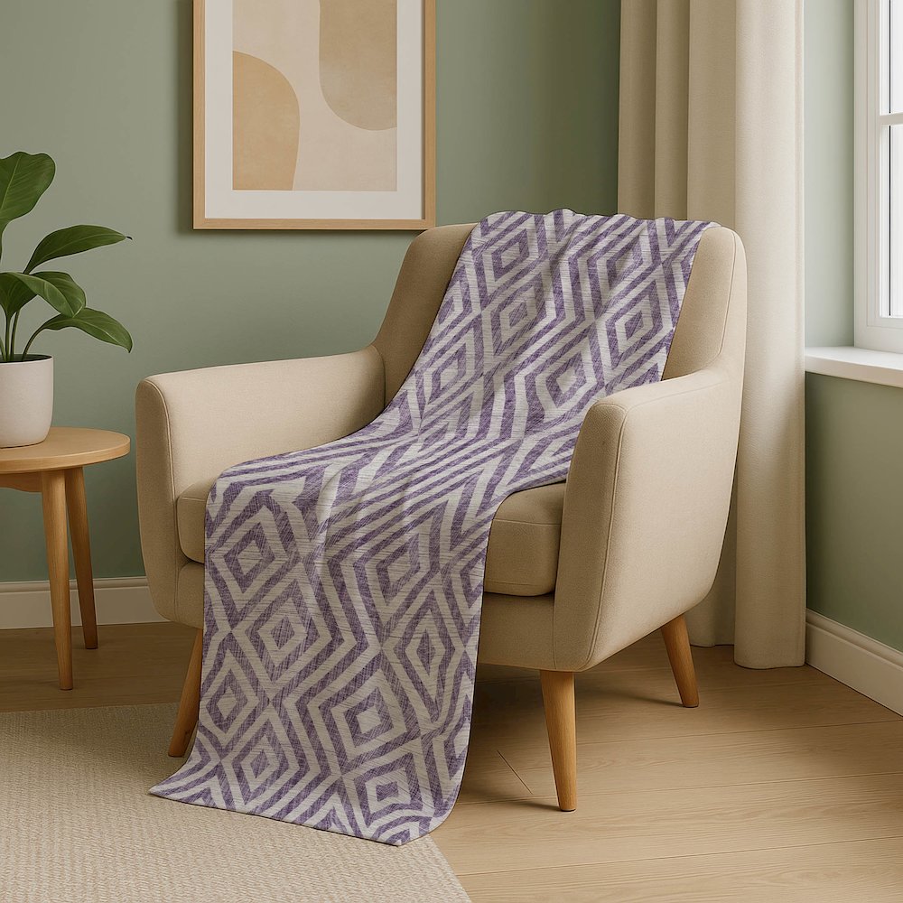 Premium Machine Washable ASB733 Purple 50" x 70" Sherpa Throw Blanket. Picture 5
