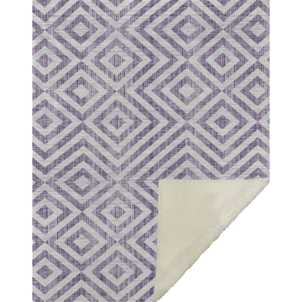 Premium Machine Washable ASB733 Purple 50" x 70" Sherpa Throw Blanket. Picture 1