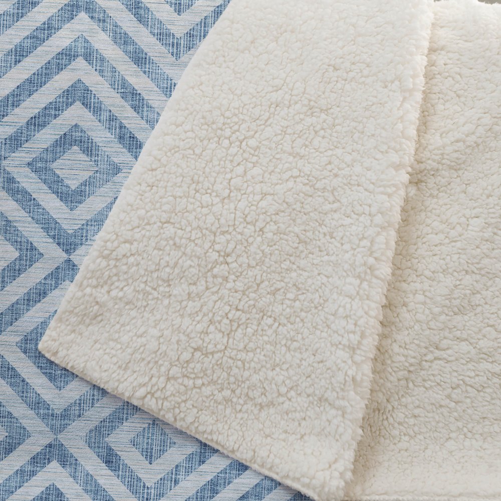 Premium Machine Washable ASB733 Teal 50" x 70" Sherpa Throw Blanket. Picture 2