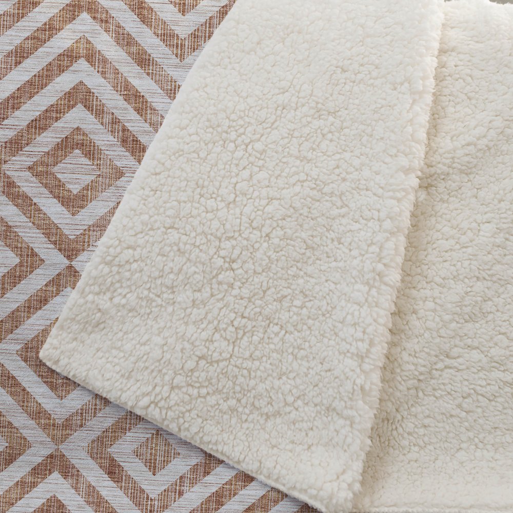Premium Machine Washable ASB733 Terracotta 50" x 70" Sherpa Throw Blanket. Picture 2