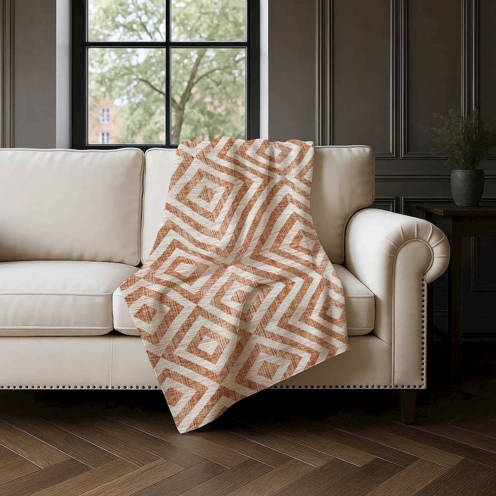 Premium Machine Washable ASB733 Terracotta 50" x 70" Sherpa Throw Blanket. Picture 4