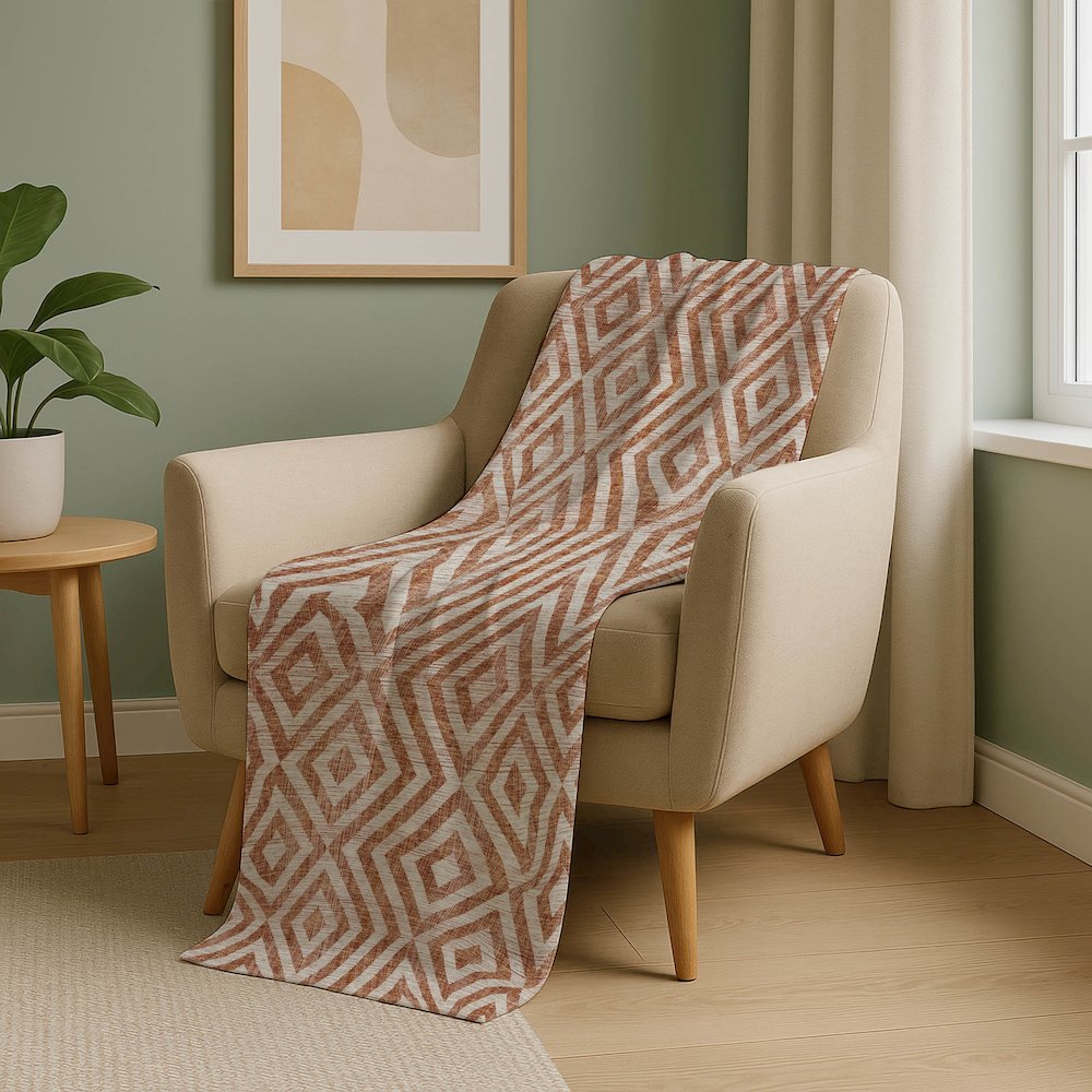 Premium Machine Washable ASB733 Terracotta 50" x 70" Sherpa Throw Blanket. Picture 5