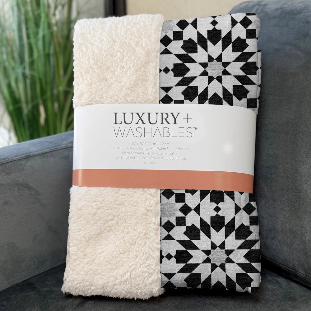 Premium Machine Washable ASB734 Black 50" x 70" Sherpa Throw Blanket. Picture 3