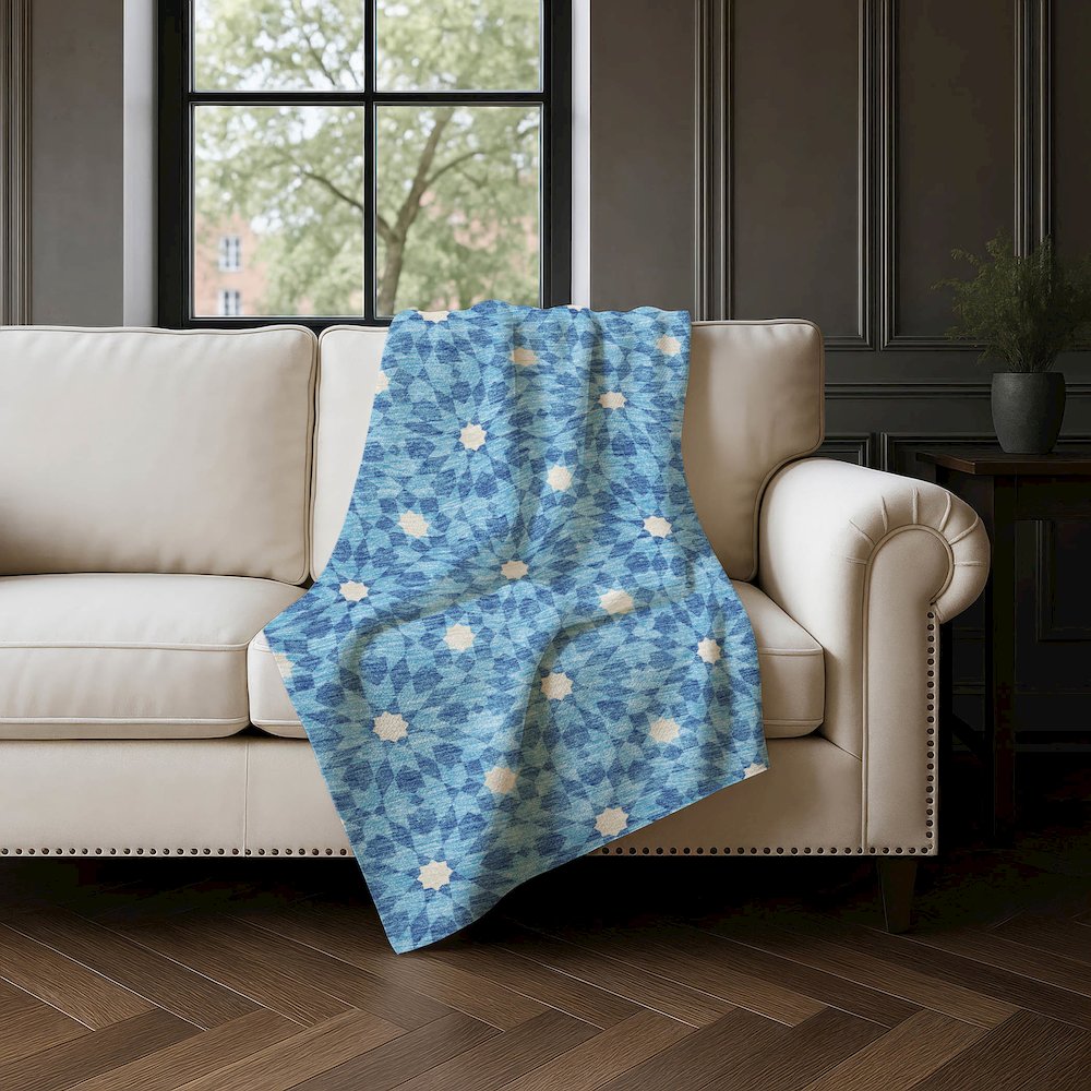 Premium Machine Washable ASB734 Denim 50" x 70" Sherpa Throw Blanket. Picture 4