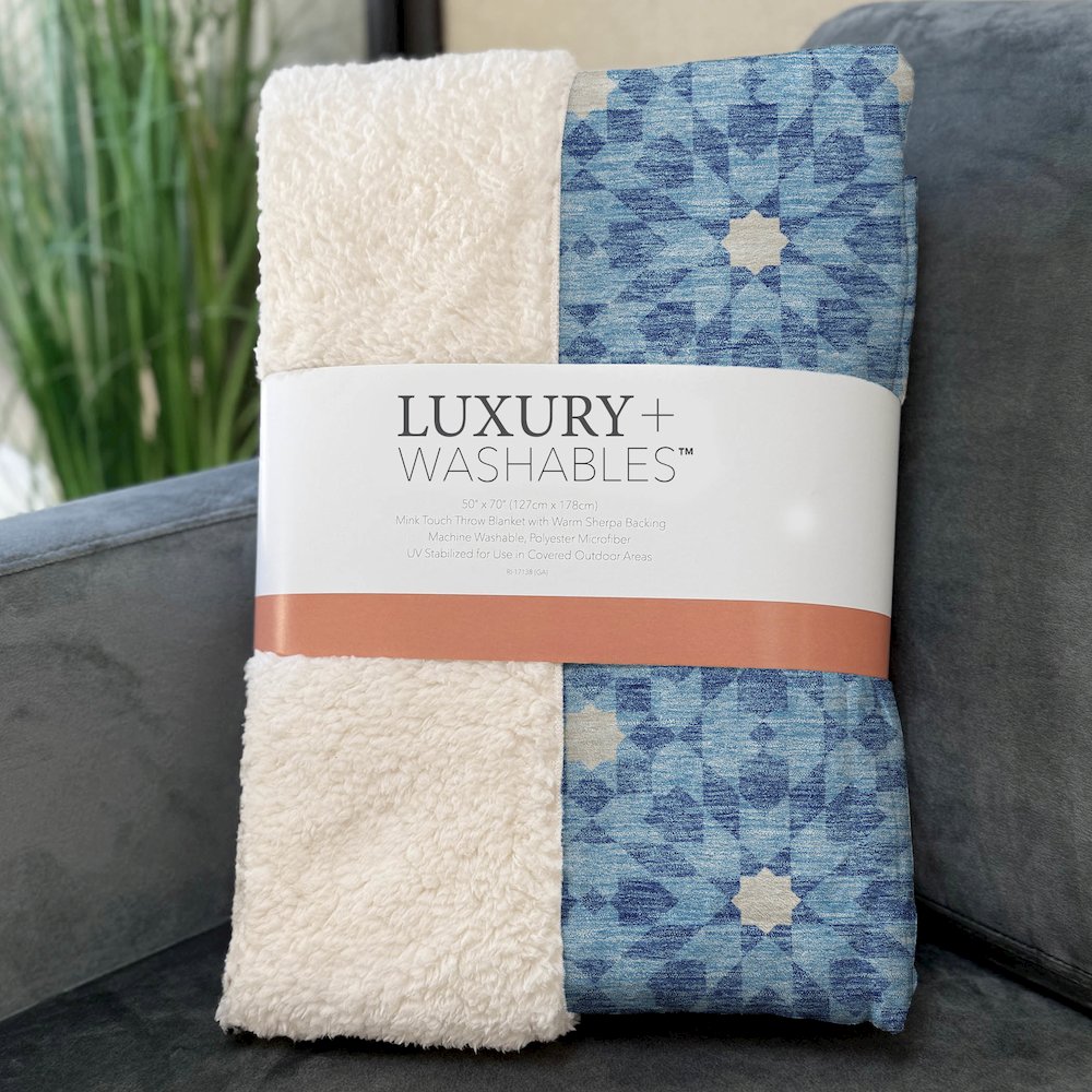Premium Machine Washable ASB734 Denim 50" x 70" Sherpa Throw Blanket. Picture 3