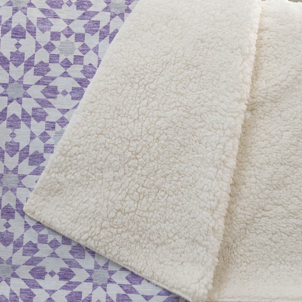 Premium Machine Washable ASB734 Lavender 50" x 70" Sherpa Throw Blanket. Picture 2