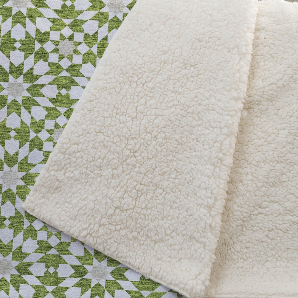 Premium Machine Washable ASB734 Lime 50" x 70" Sherpa Throw Blanket. Picture 2