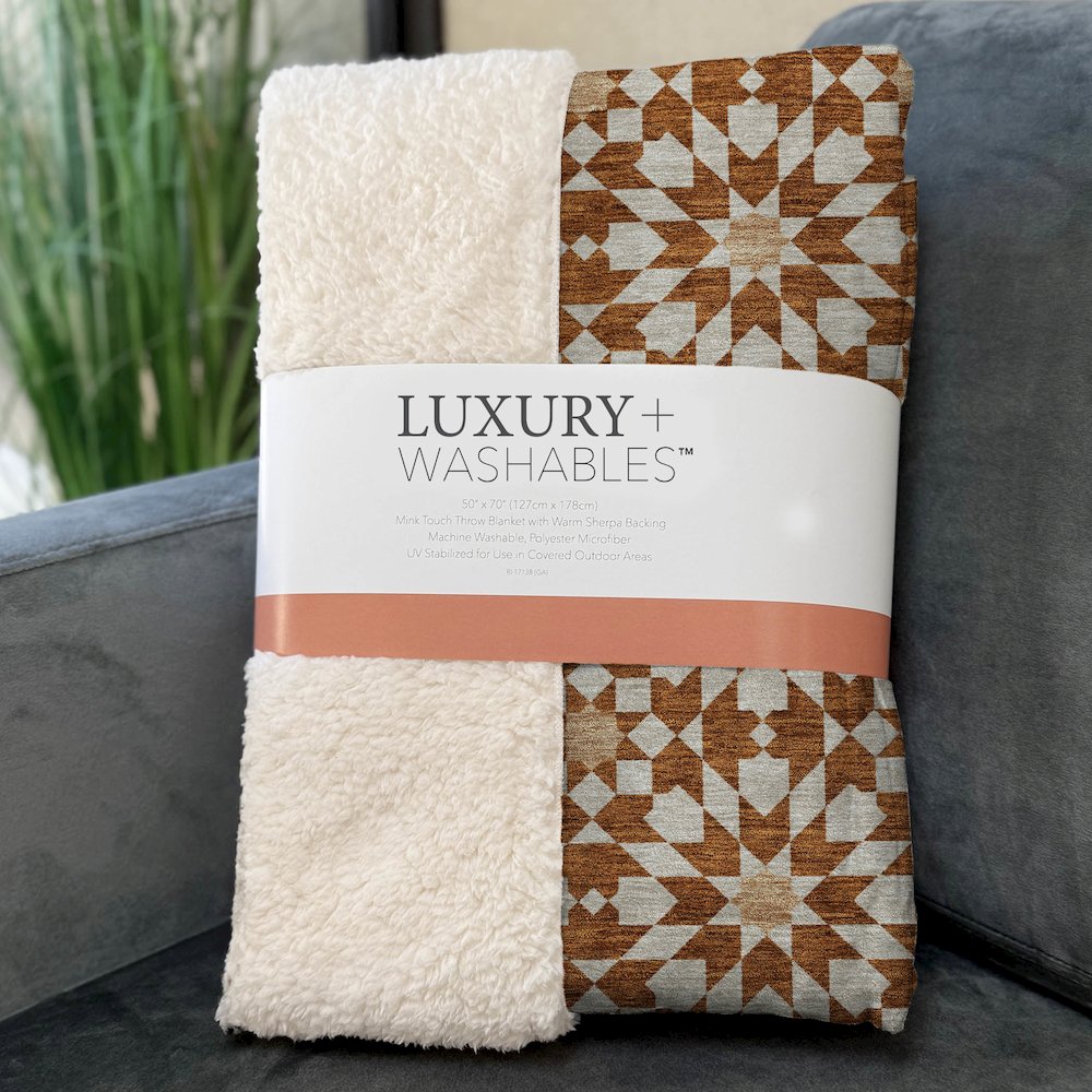 Premium Machine Washable ASB734 Paprika 50" x 70" Sherpa Throw Blanket. Picture 3