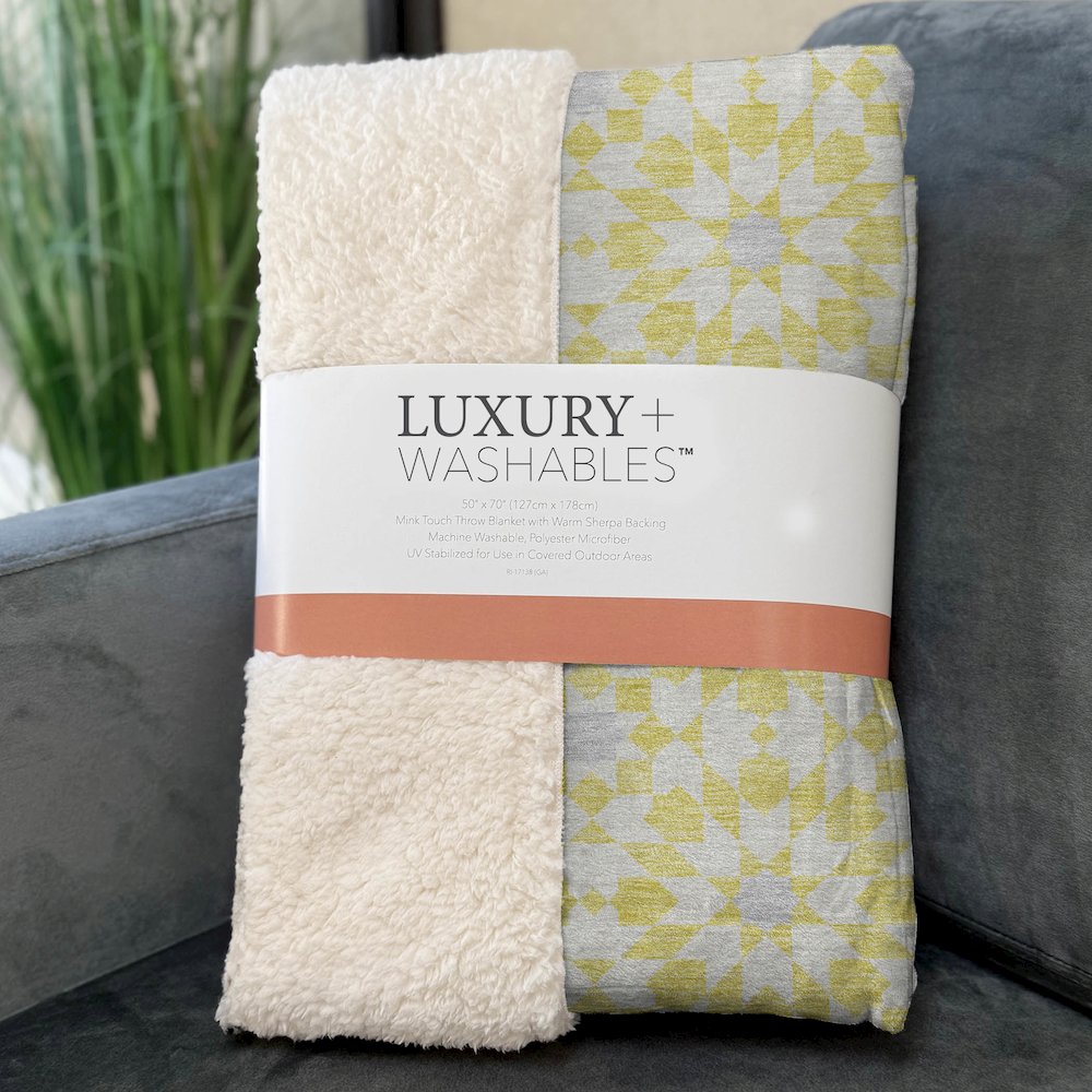 Premium Machine Washable ASB734 Yellow 50" x 70" Sherpa Throw Blanket. Picture 3