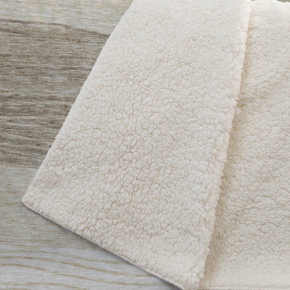 Premium Machine Washable ASB735 Beige 50" x 70" Sherpa Throw Blanket. Picture 2