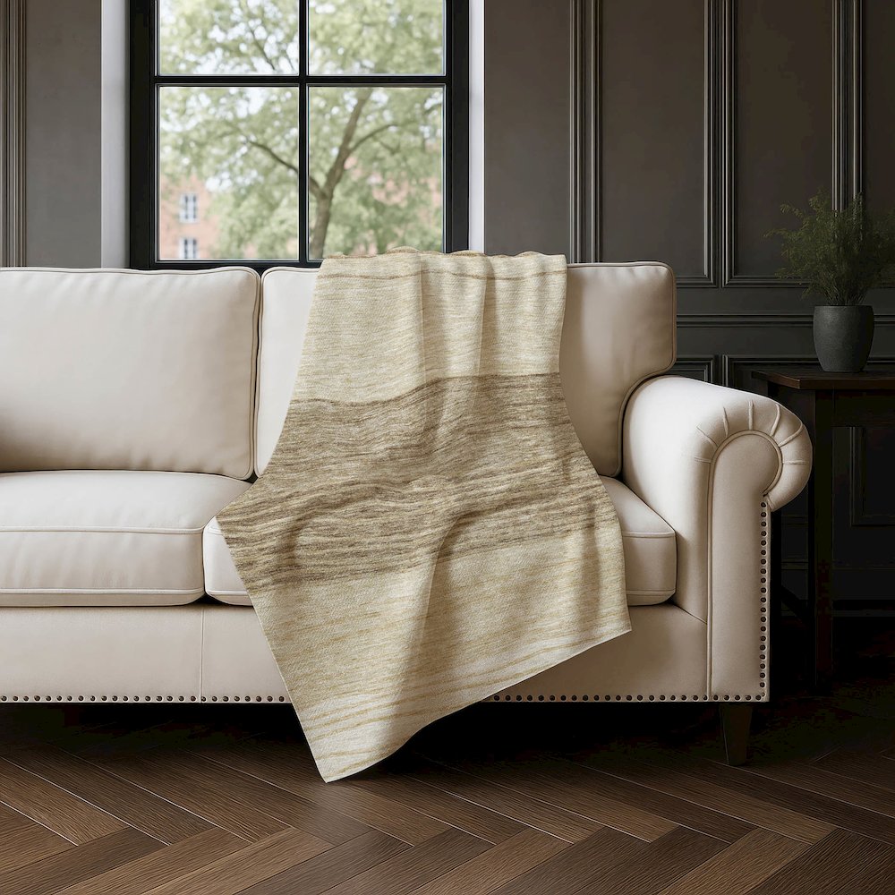 Premium Machine Washable ASB735 Beige 50" x 70" Sherpa Throw Blanket. Picture 4