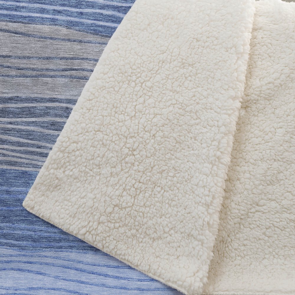 Premium Machine Washable ASB735 Blue 50" x 70" Sherpa Throw Blanket. Picture 2