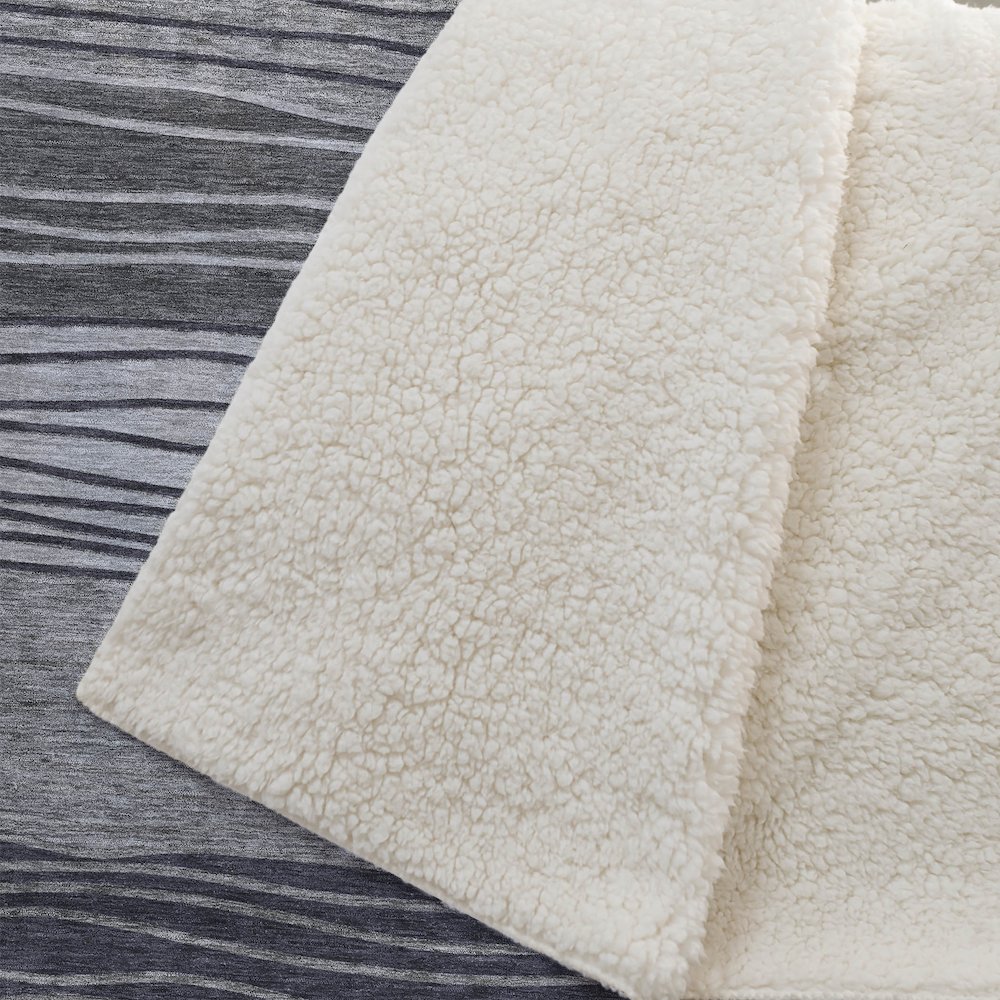 Premium Machine Washable ASB735 Gray 50" x 70" Sherpa Throw Blanket. Picture 2
