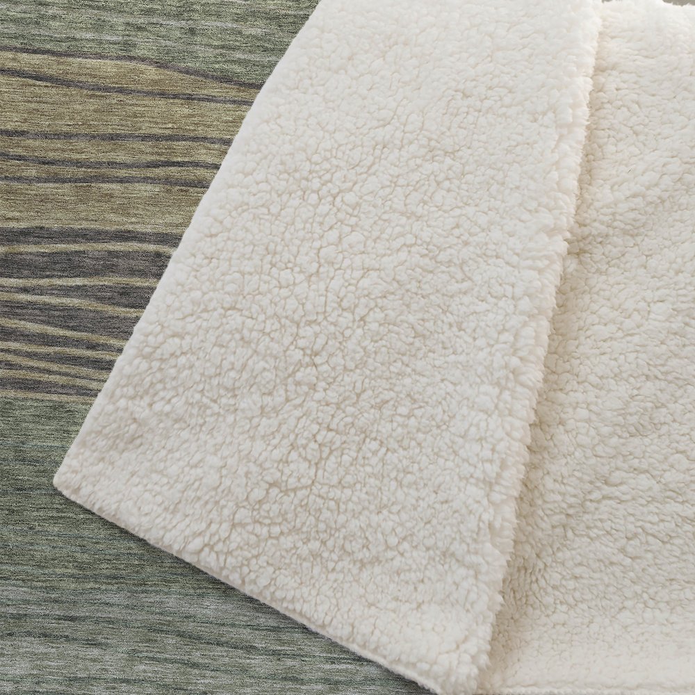 Premium Machine Washable ASB735 Olive 50" x 70" Sherpa Throw Blanket. Picture 2