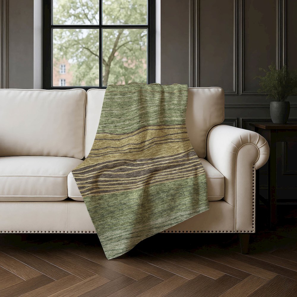 Premium Machine Washable ASB735 Olive 50" x 70" Sherpa Throw Blanket. Picture 4
