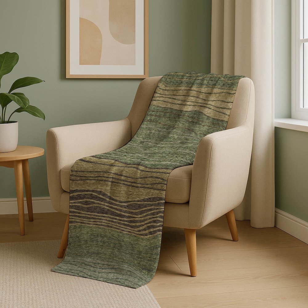 Premium Machine Washable ASB735 Olive 50" x 70" Sherpa Throw Blanket. Picture 5