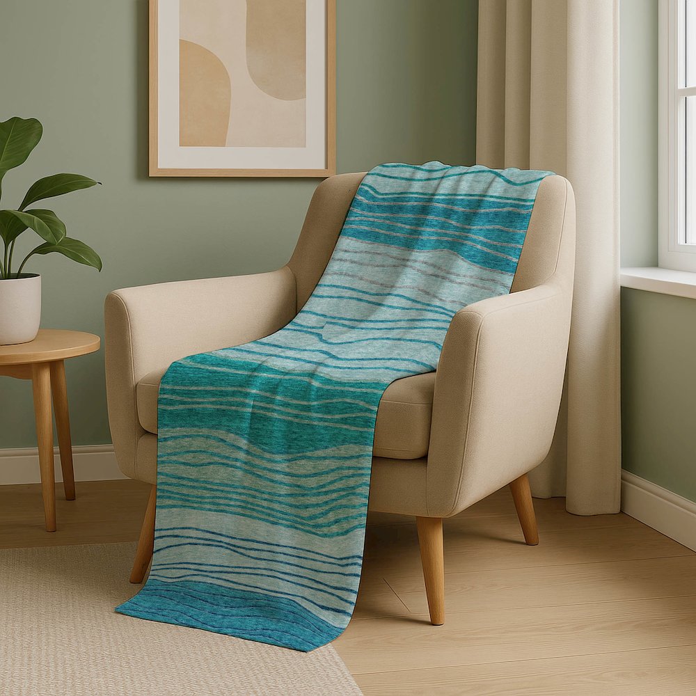 Premium Machine Washable ASB735 Sky 50" x 70" Sherpa Throw Blanket. Picture 5