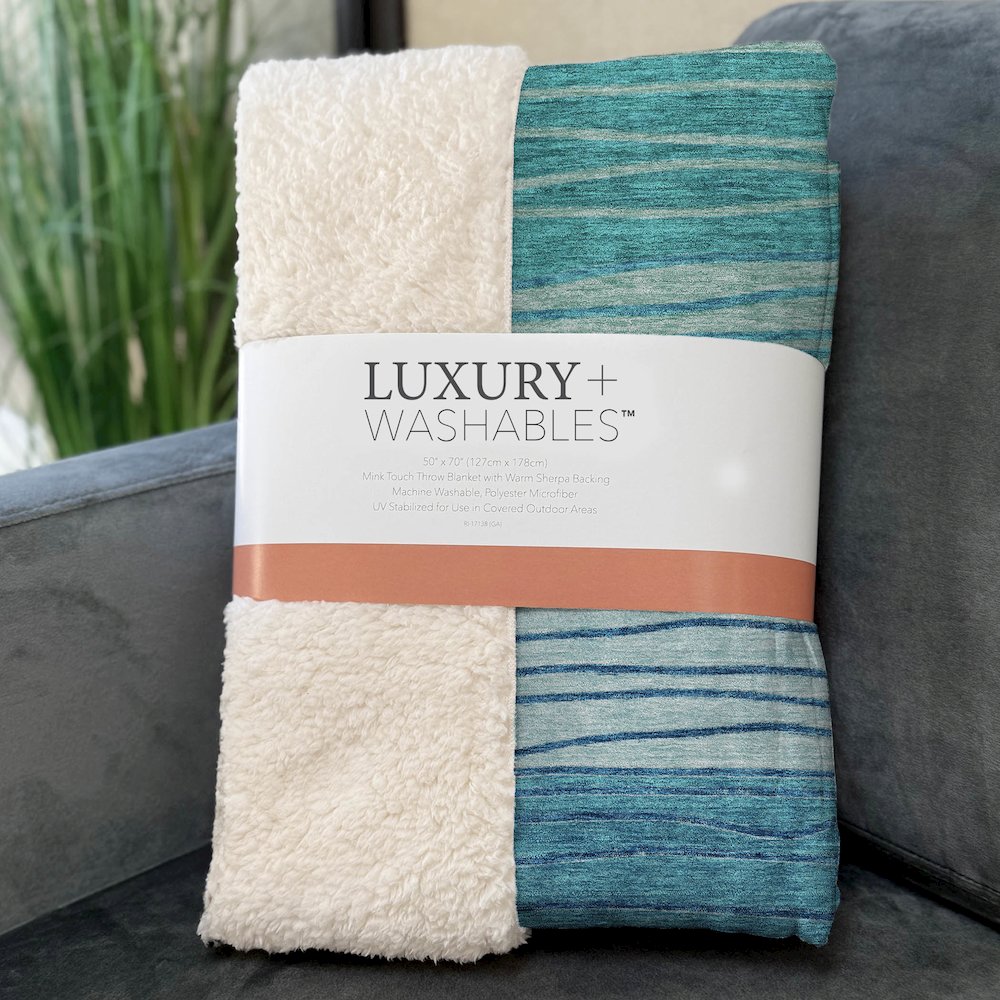 Premium Machine Washable ASB735 Sky 50" x 70" Sherpa Throw Blanket. Picture 3