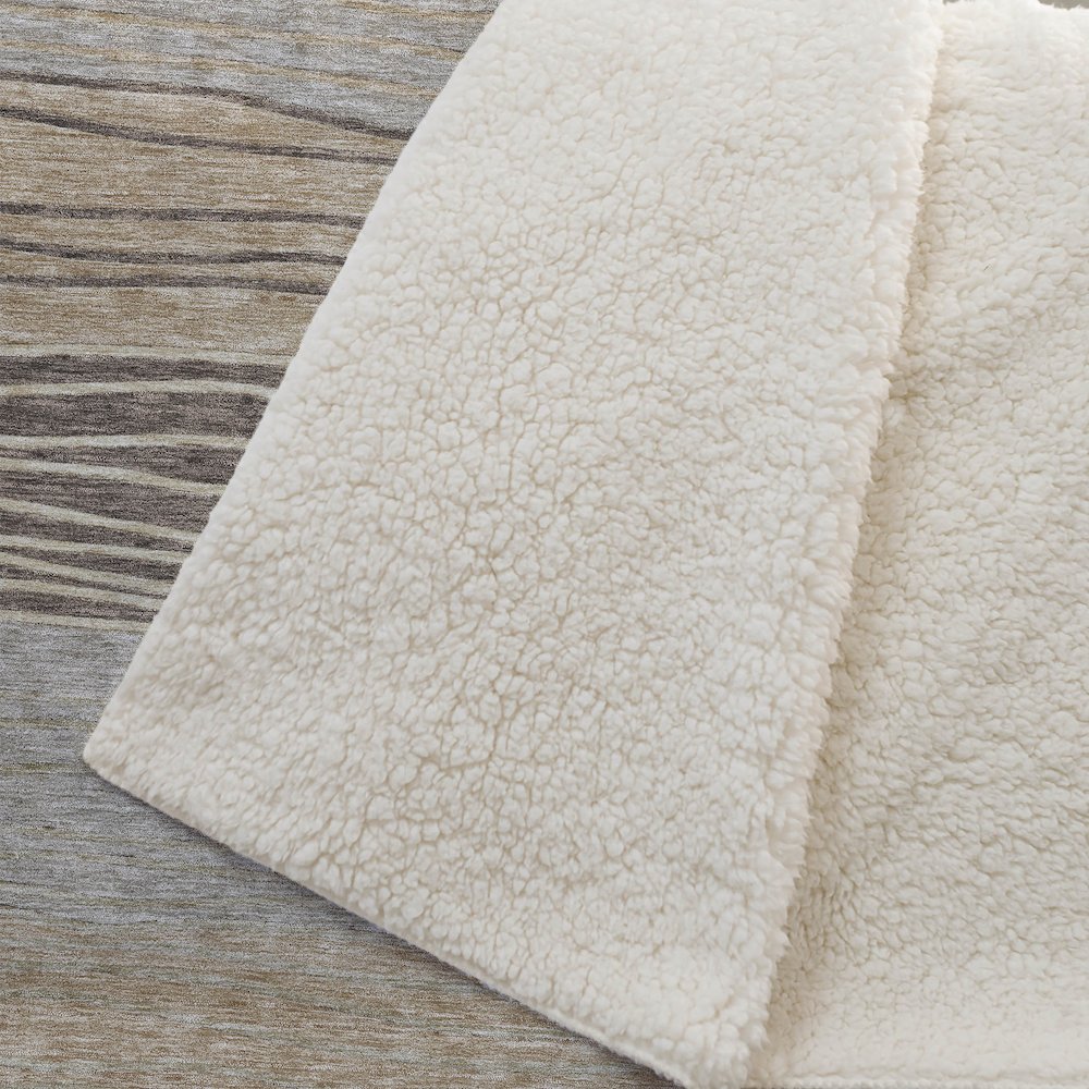 Premium Machine Washable ASB735 Taupe 50" x 70" Sherpa Throw Blanket. Picture 2