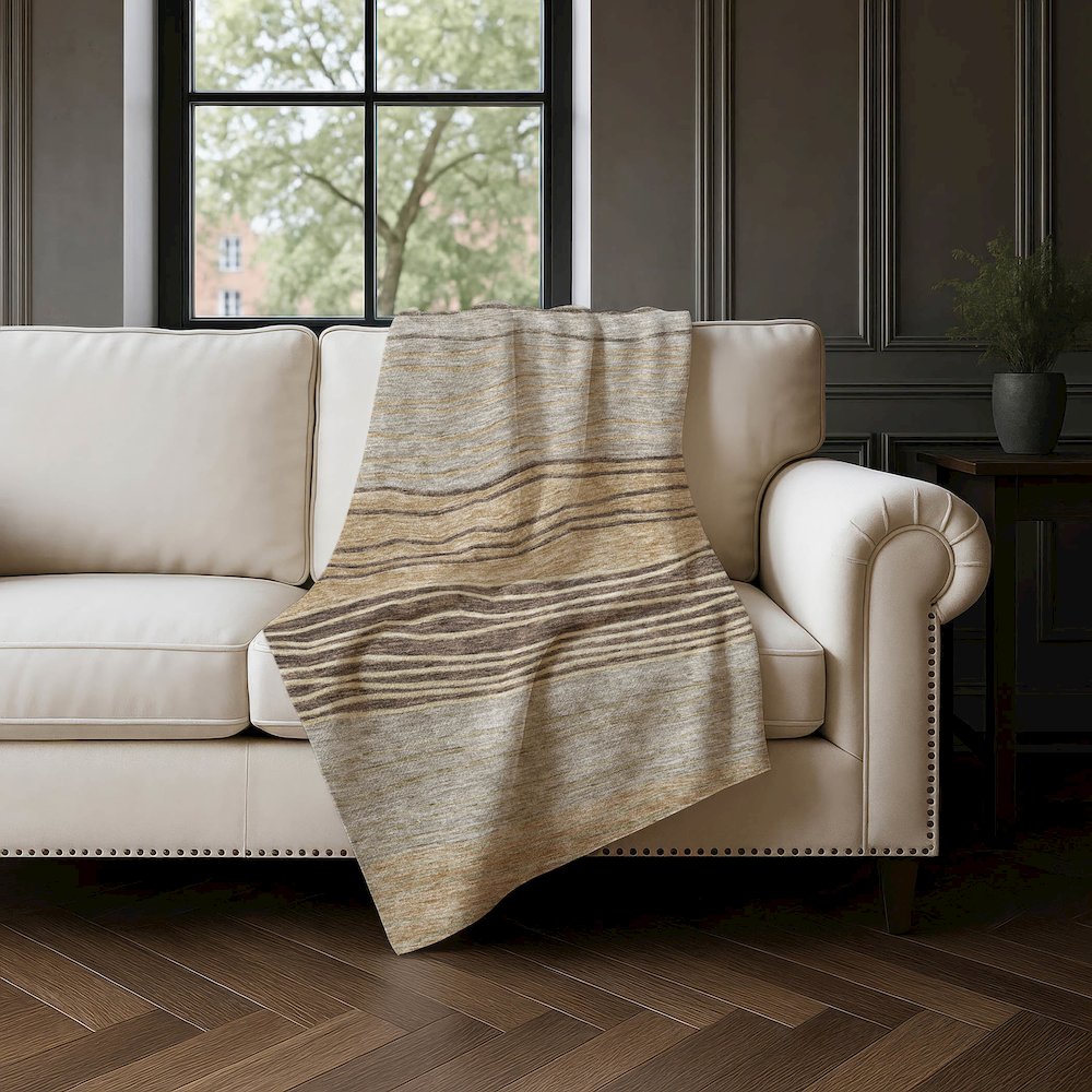 Premium Machine Washable ASB735 Taupe 50" x 70" Sherpa Throw Blanket. Picture 4
