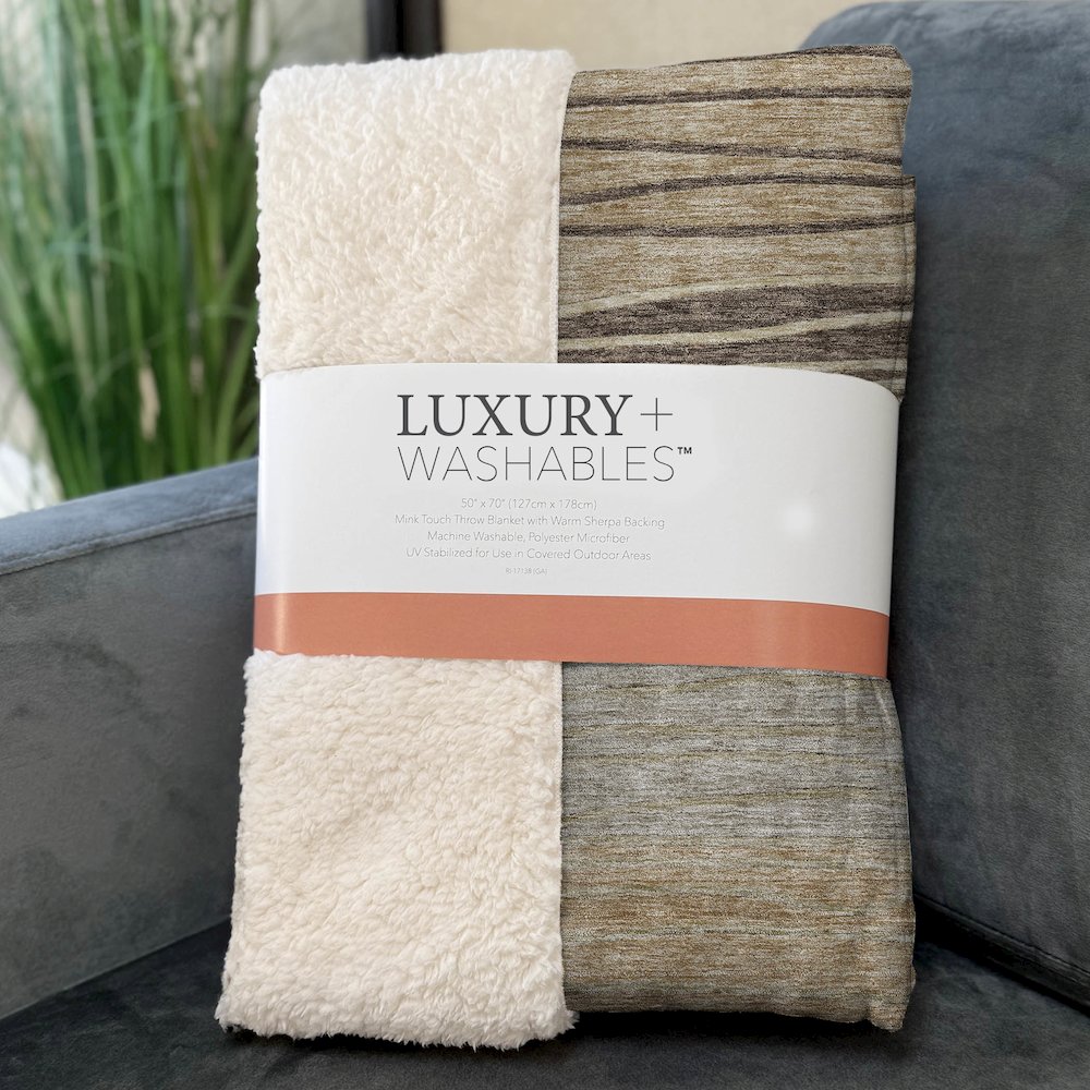 Premium Machine Washable ASB735 Taupe 50" x 70" Sherpa Throw Blanket. Picture 3