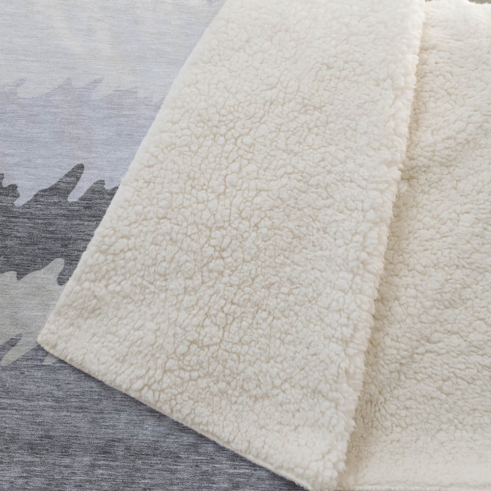 Premium Machine Washable ASB736 Gray 50" x 70" Sherpa Throw Blanket. Picture 2