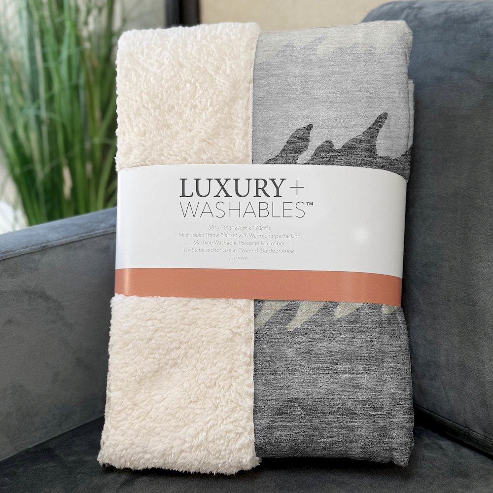 Premium Machine Washable ASB736 Gray 50" x 70" Sherpa Throw Blanket. Picture 3