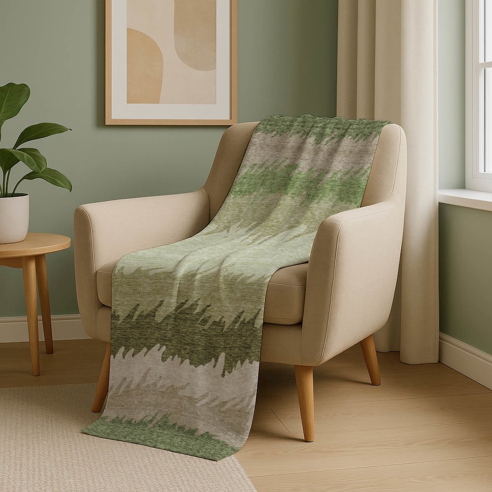 Premium Machine Washable ASB736 Green 50" x 70" Sherpa Throw Blanket. Picture 5