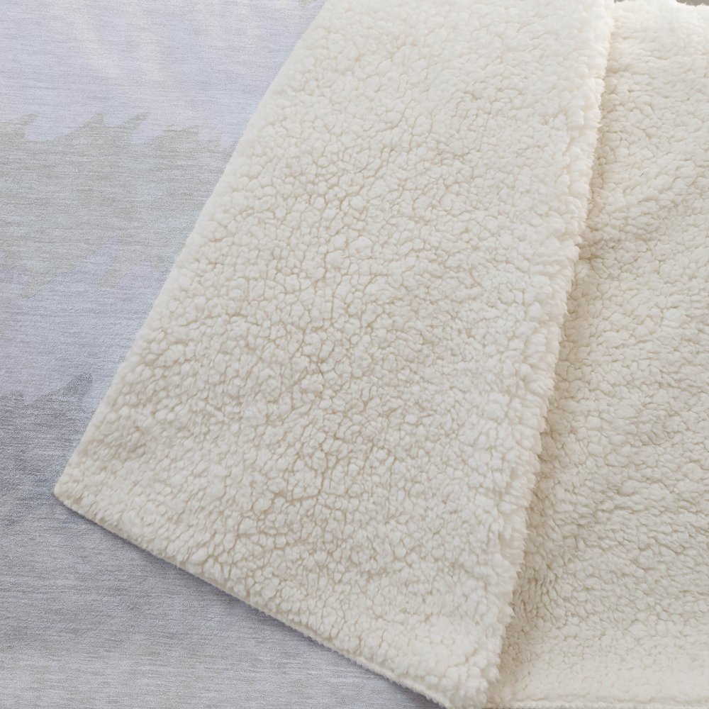 Premium Machine Washable ASB736 Ivory 50" x 70" Sherpa Throw Blanket. Picture 2