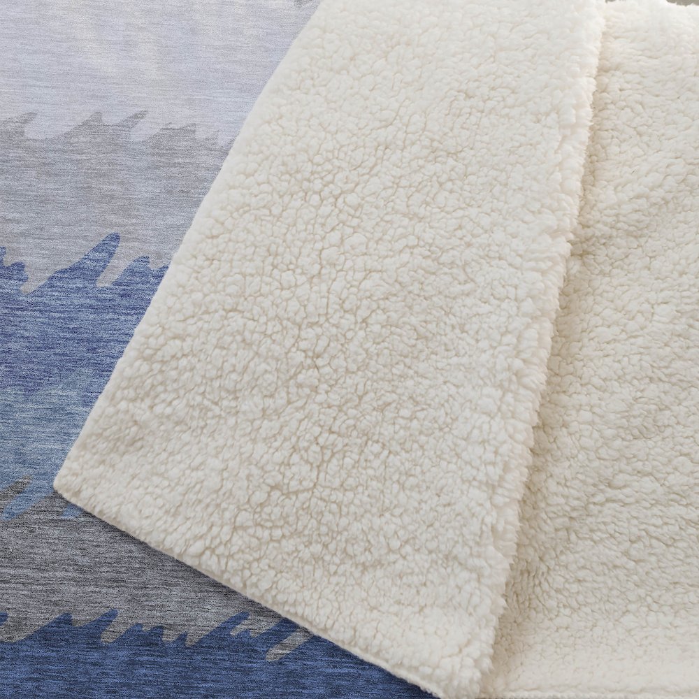 Premium Machine Washable ASB736 Navy 50" x 70" Sherpa Throw Blanket. Picture 2