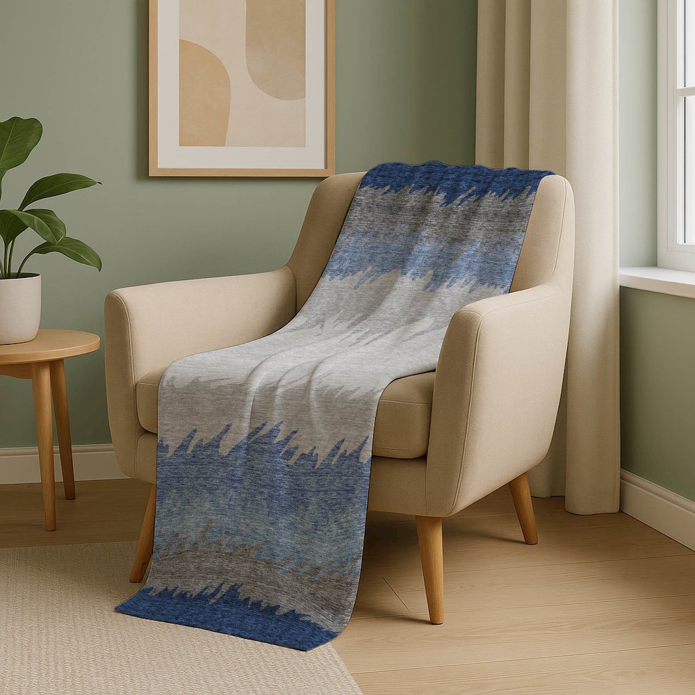 Premium Machine Washable ASB736 Navy 50" x 70" Sherpa Throw Blanket. Picture 5