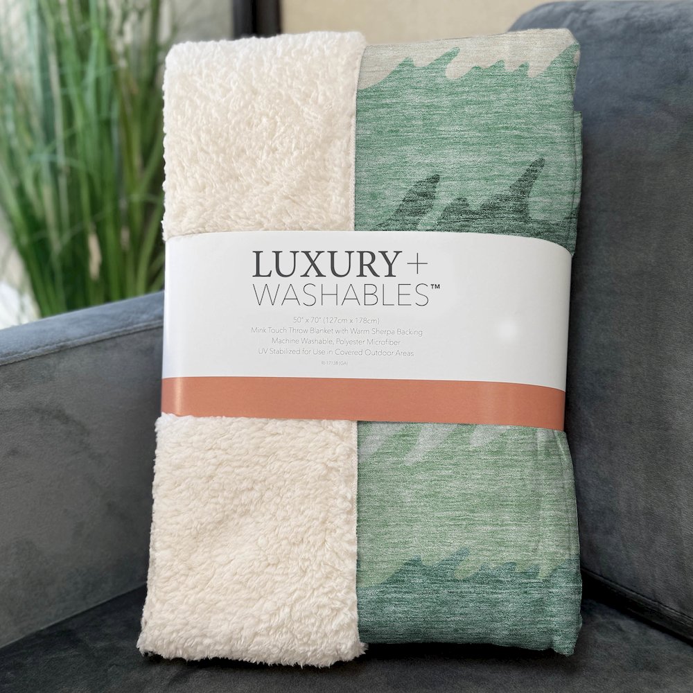 Premium Machine Washable ASB736 Sage 50" x 70" Sherpa Throw Blanket. Picture 3