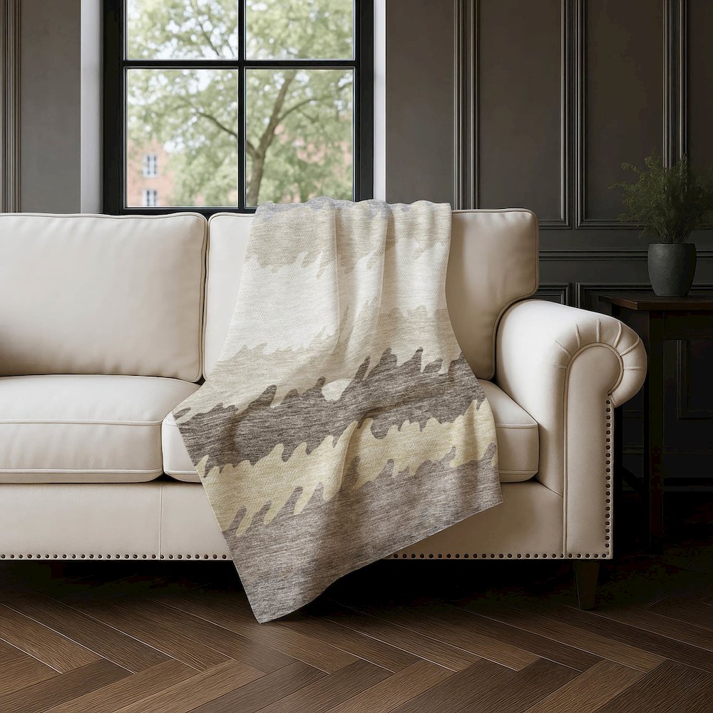 Premium Machine Washable ASB736 Taupe 50" x 70" Sherpa Throw Blanket. Picture 4