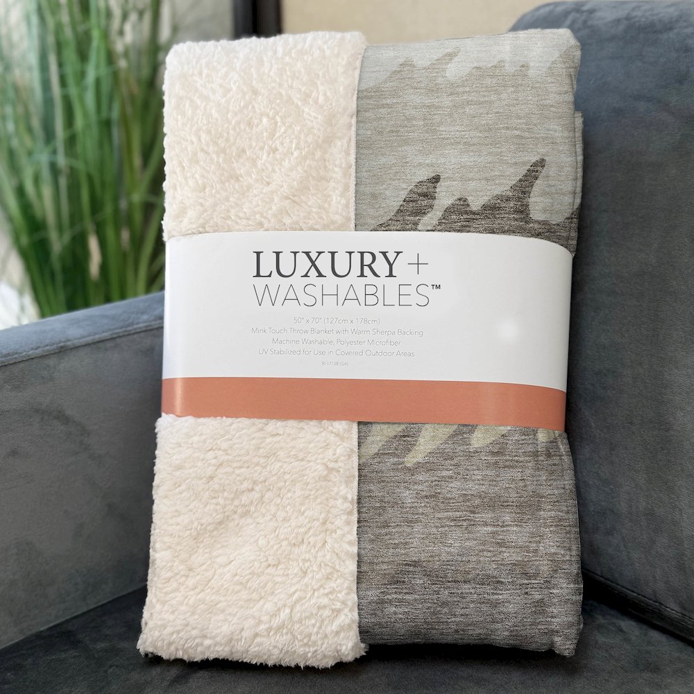 Premium Machine Washable ASB736 Taupe 50" x 70" Sherpa Throw Blanket. Picture 3