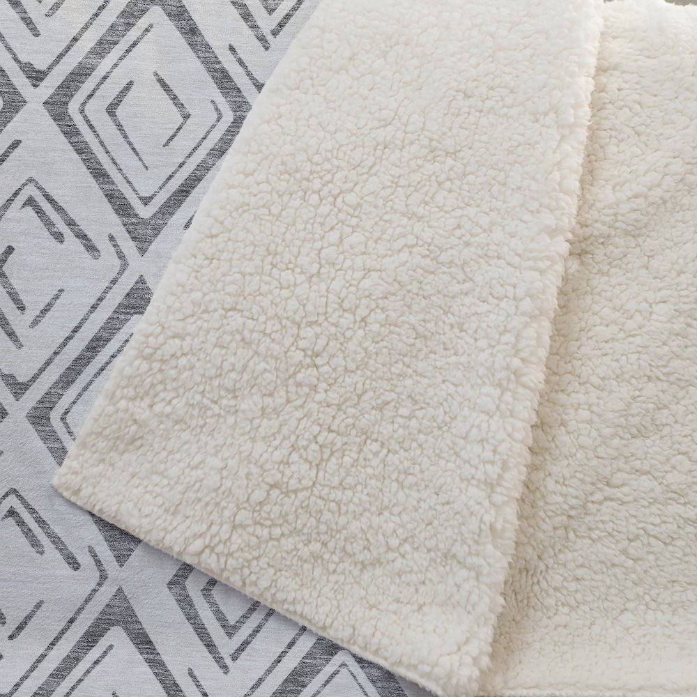 Premium Machine Washable ASB737 Gray 50" x 70" Sherpa Throw Blanket. Picture 2
