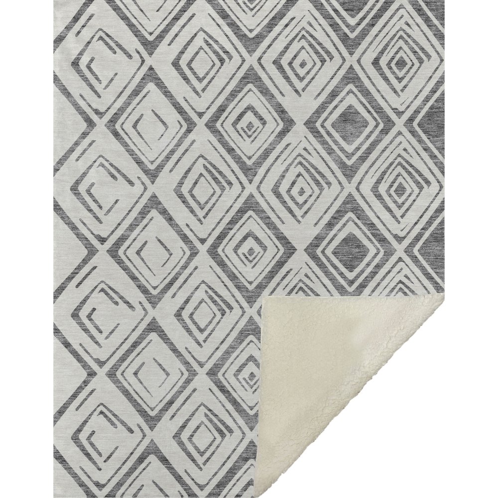 Premium Machine Washable ASB737 Gray 50" x 70" Sherpa Throw Blanket. Picture 1
