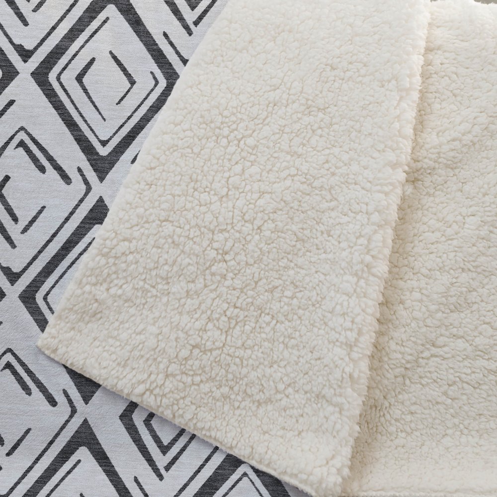 Premium Machine Washable ASB737 Ivory 50" x 70" Sherpa Throw Blanket. Picture 2