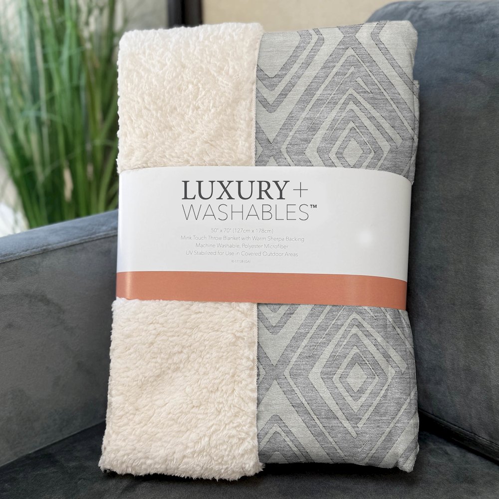 Premium Machine Washable ASB737 Silver 50" x 70" Sherpa Throw Blanket. Picture 3