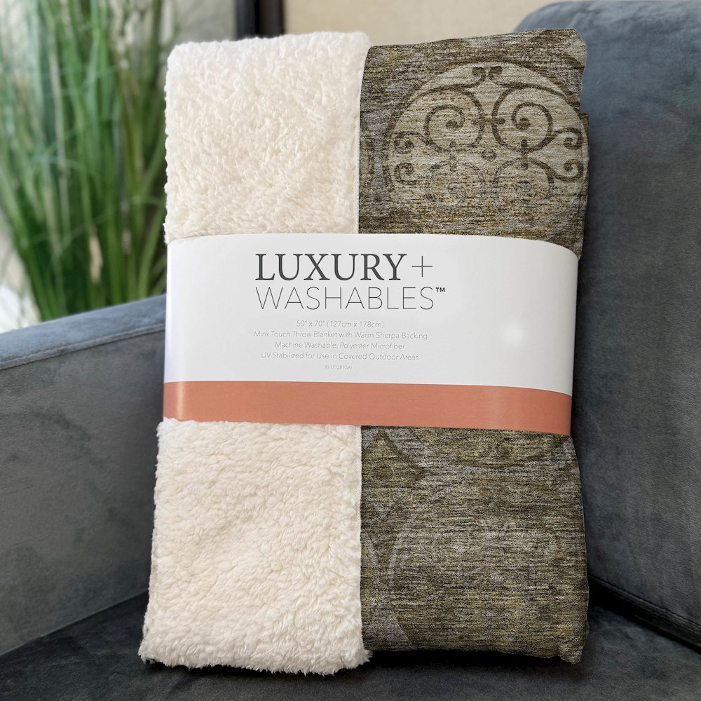 Premium Machine Washable ASB738 Brown 50" x 70" Sherpa Throw Blanket. Picture 3