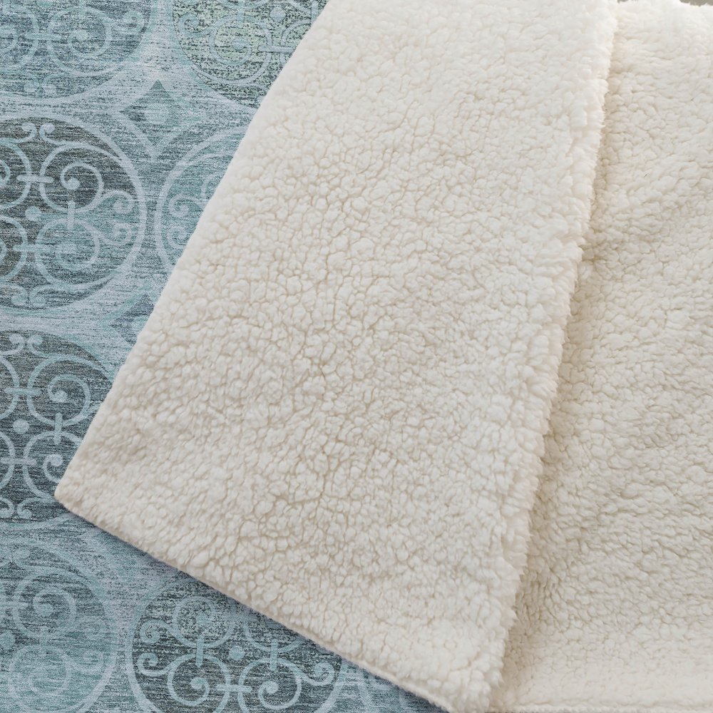 Premium Machine Washable ASB738 Teal 50" x 70" Sherpa Throw Blanket. Picture 2