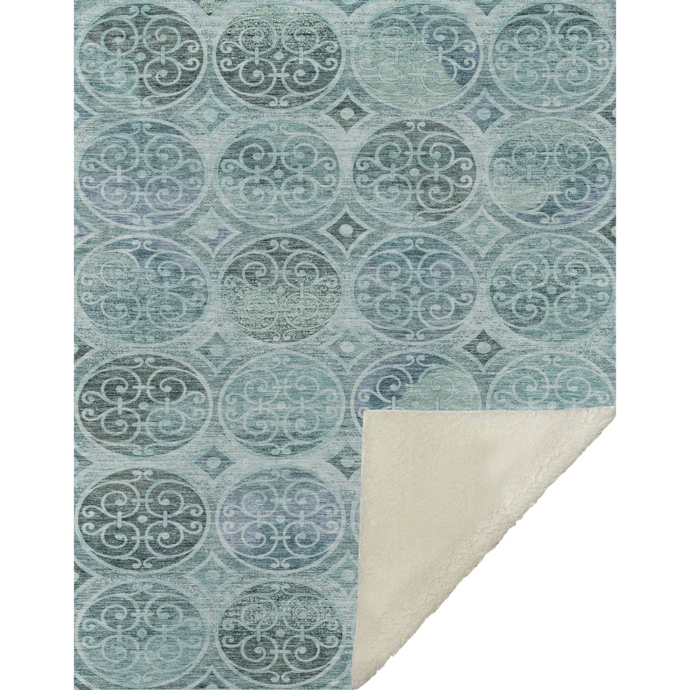 Premium Machine Washable ASB738 Teal 50" x 70" Sherpa Throw Blanket. Picture 1