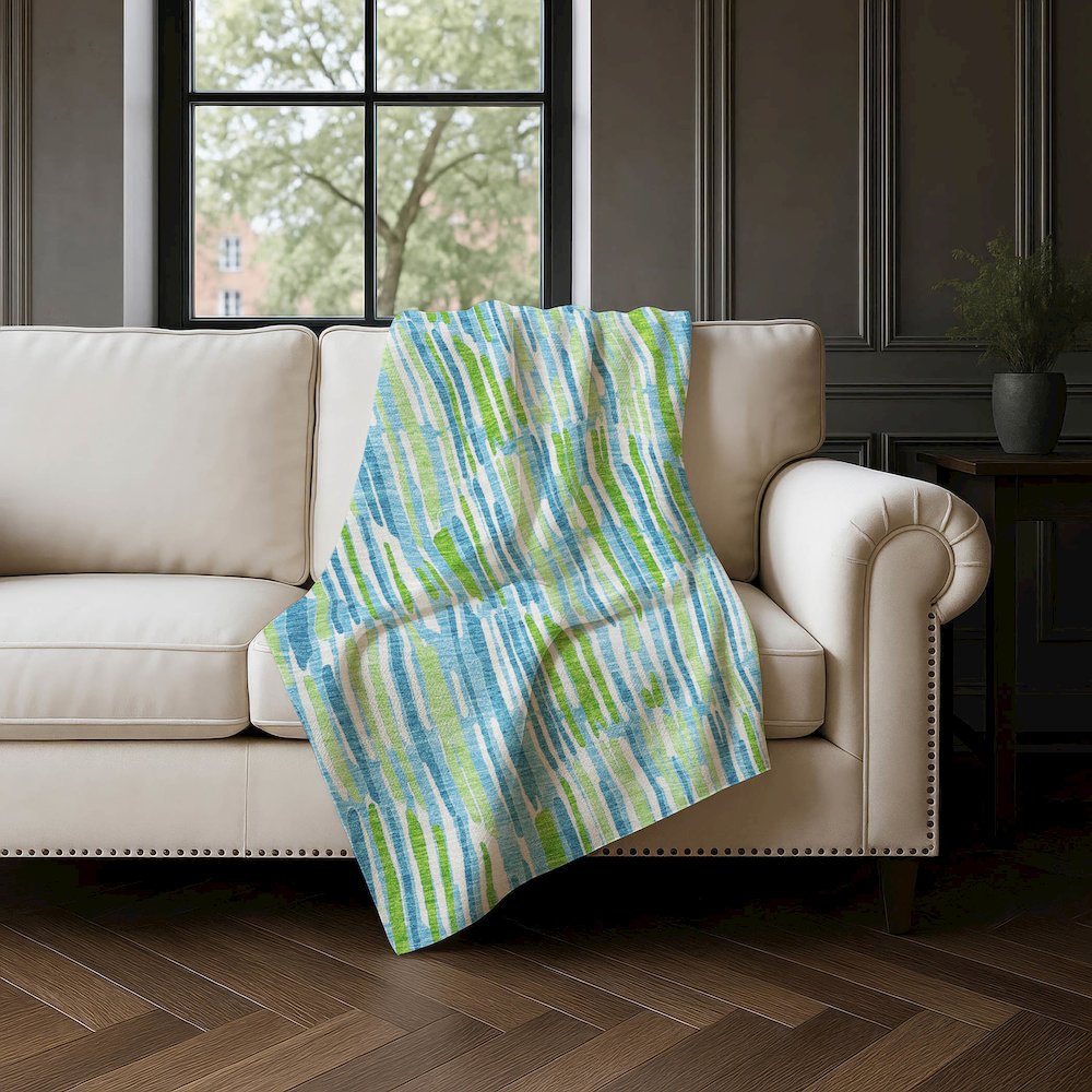 Premium Machine Washable ASB739 Aqua 50" x 70" Sherpa Throw Blanket. Picture 4
