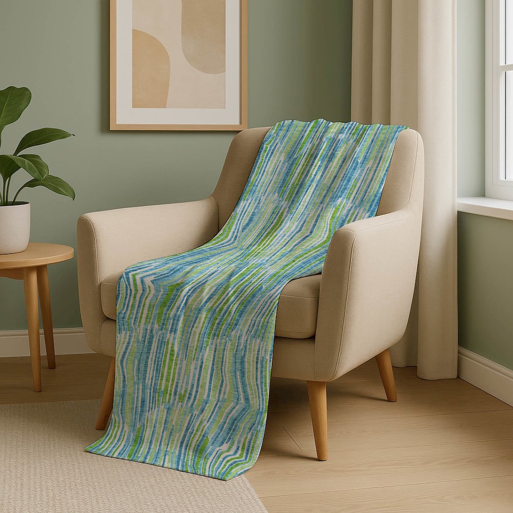 Premium Machine Washable ASB739 Aqua 50" x 70" Sherpa Throw Blanket. Picture 5