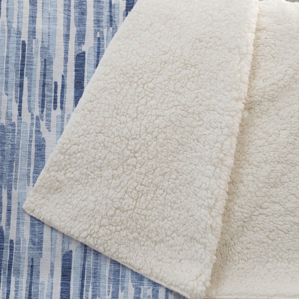 Premium Machine Washable ASB739 Blue 50" x 70" Sherpa Throw Blanket. Picture 2