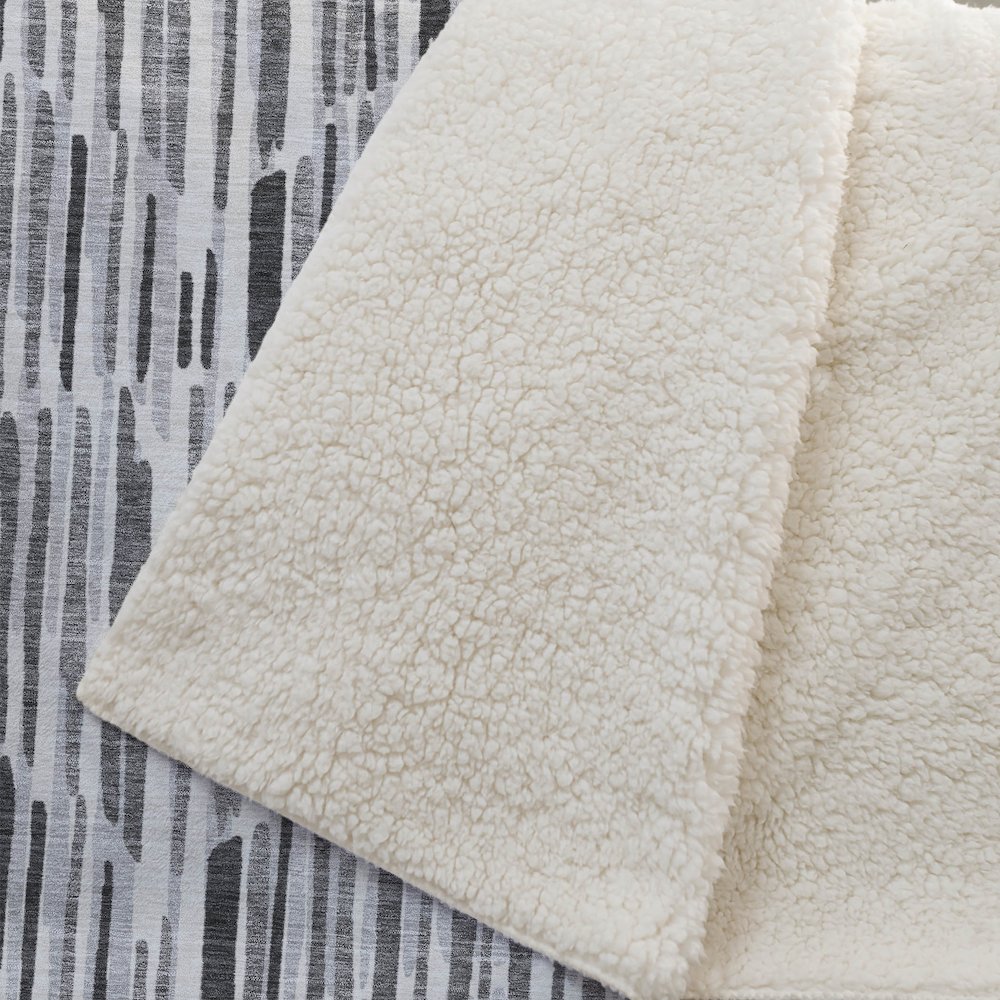 Premium Machine Washable ASB739 Gray 50" x 70" Sherpa Throw Blanket. Picture 2